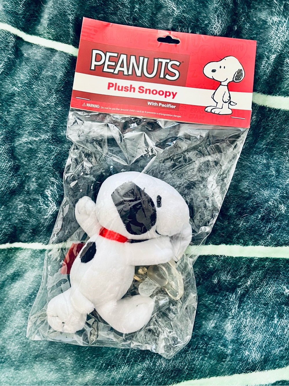 Peanuts Plush Snoopy with Pacifier - White, Black & Red
